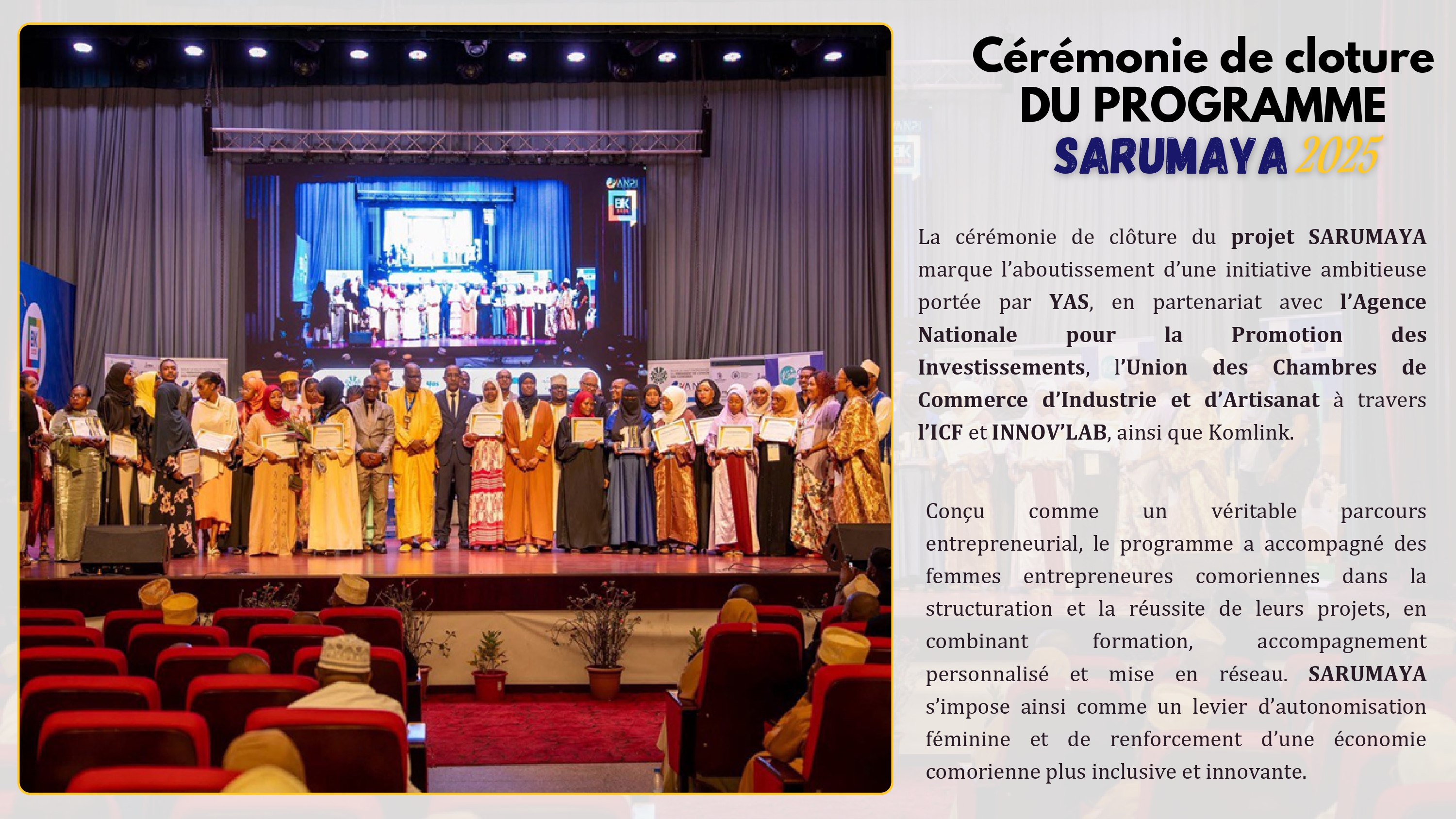 cover image PROGRAMME SARUMAYA : SOUTENIR L'ENTREPRENEURIAT  FEMININ